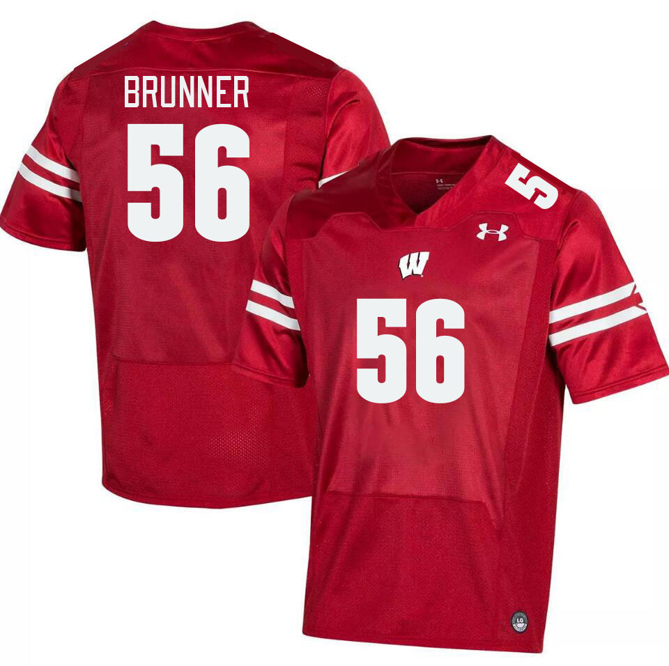 Men #56 Joe Brunner Winsconsin Badgers College Football Jerseys Stitched Sale-Red